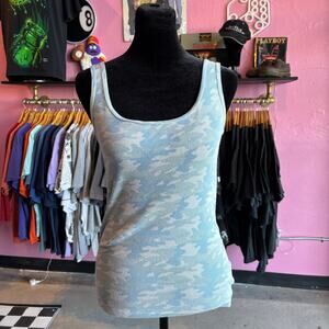 Y2K Camo Blue Tank Top Size S